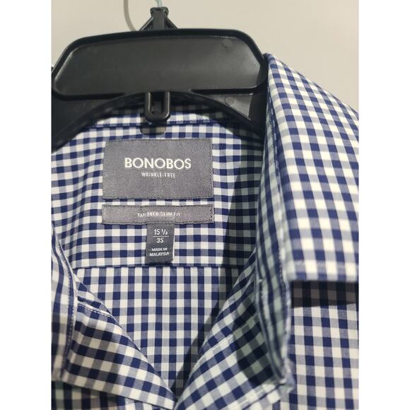 Bonobos Navy Gingham Tailored Slim Fit Wrinkle Free - Picture 5 of 5